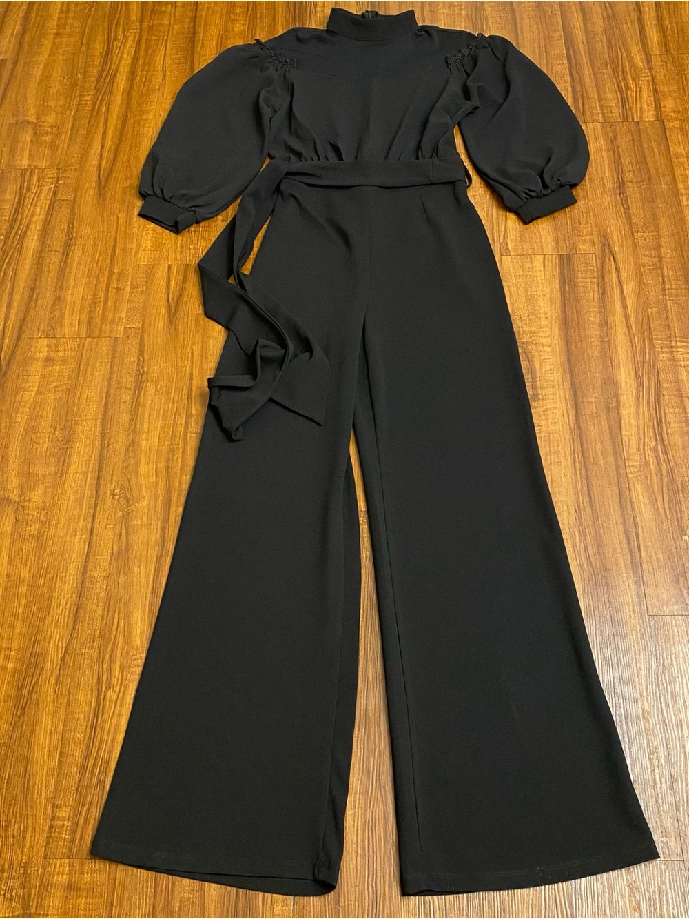 New Ladies Black Long Sleeve Wide-Leg Jumpsuit